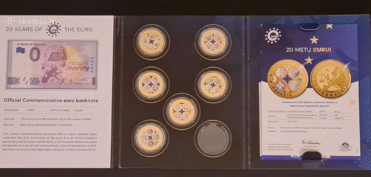 Proginiai medaliai "20 years of the Euro" ir 0 eur - nuotraukos Nr. 2