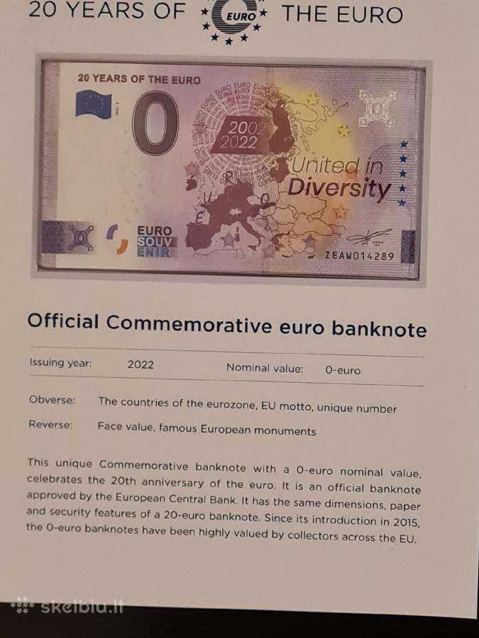 Proginiai medaliai "20 years of the Euro" ir 0 eur - nuotraukos Nr. 4