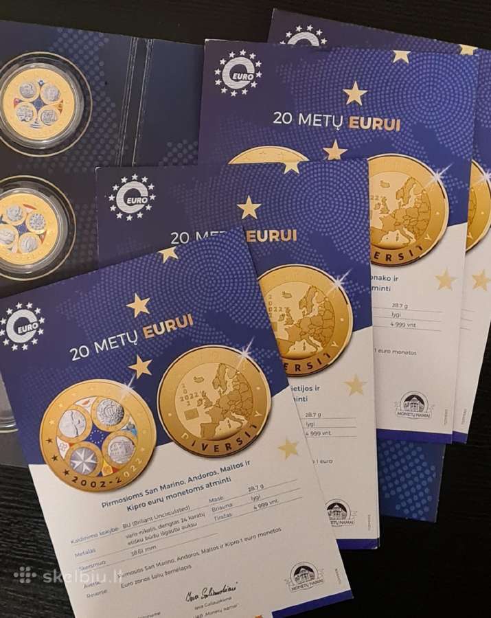 Proginiai medaliai "20 years of the Euro" ir 0 eur - nuotraukos Nr. 5