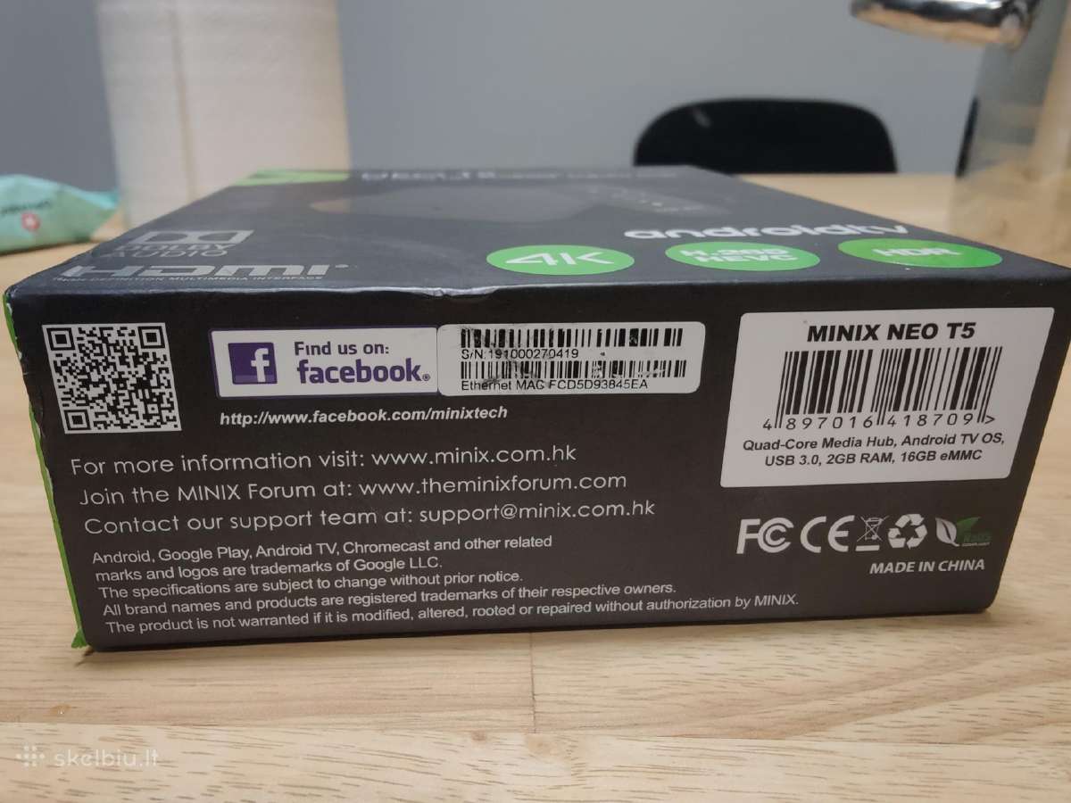 TV Box Minix Neo T5, 2 + 16 Гб, 4k Ultra - nuotraukos Nr. 2