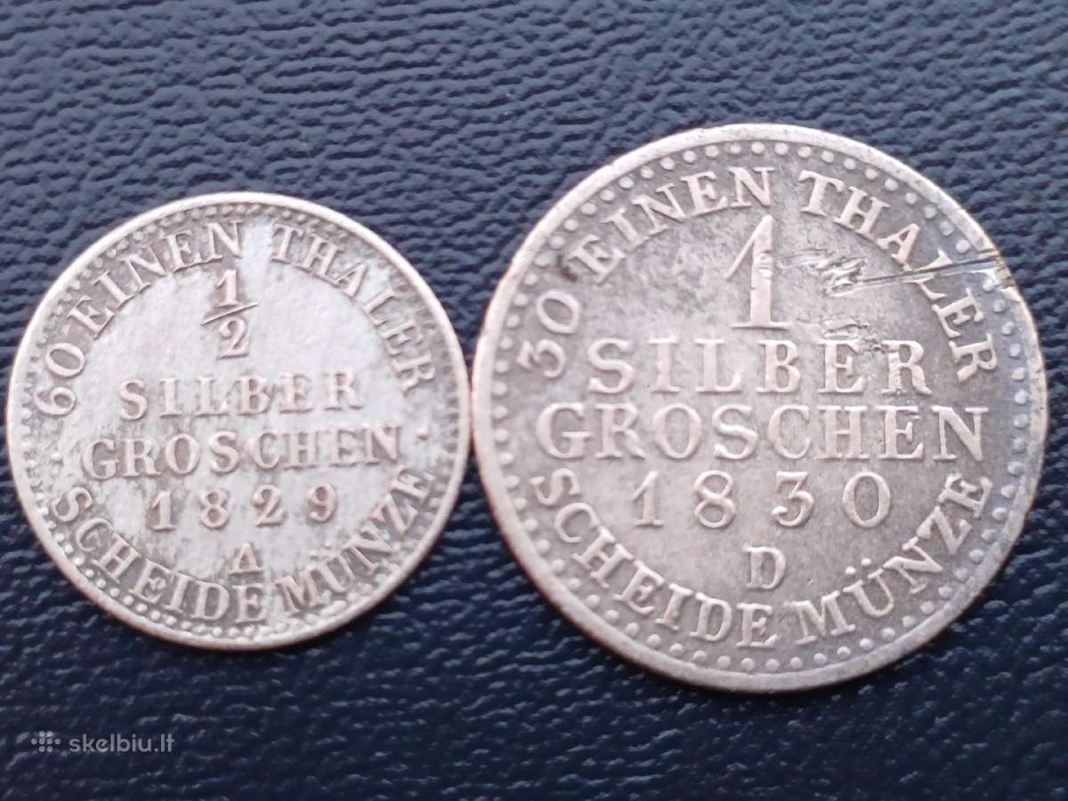 1/2 ir 1 silbergrošen 1829,30m. Sidabras
