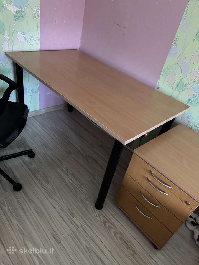 Rašomasis stalas su komoda + kėdė