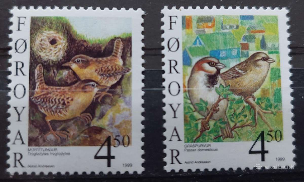 Farerų salos 1999 paukščiai, švarus, Michel 352-35
