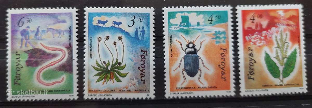 Farerų salos 1991 gamta, švarus, Michel 211-214