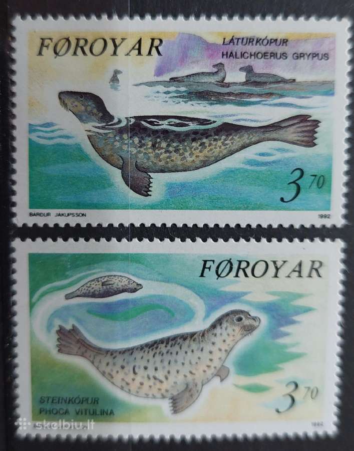 Farerų salos 1992 ruoniai, švarus, Michel 235-236
