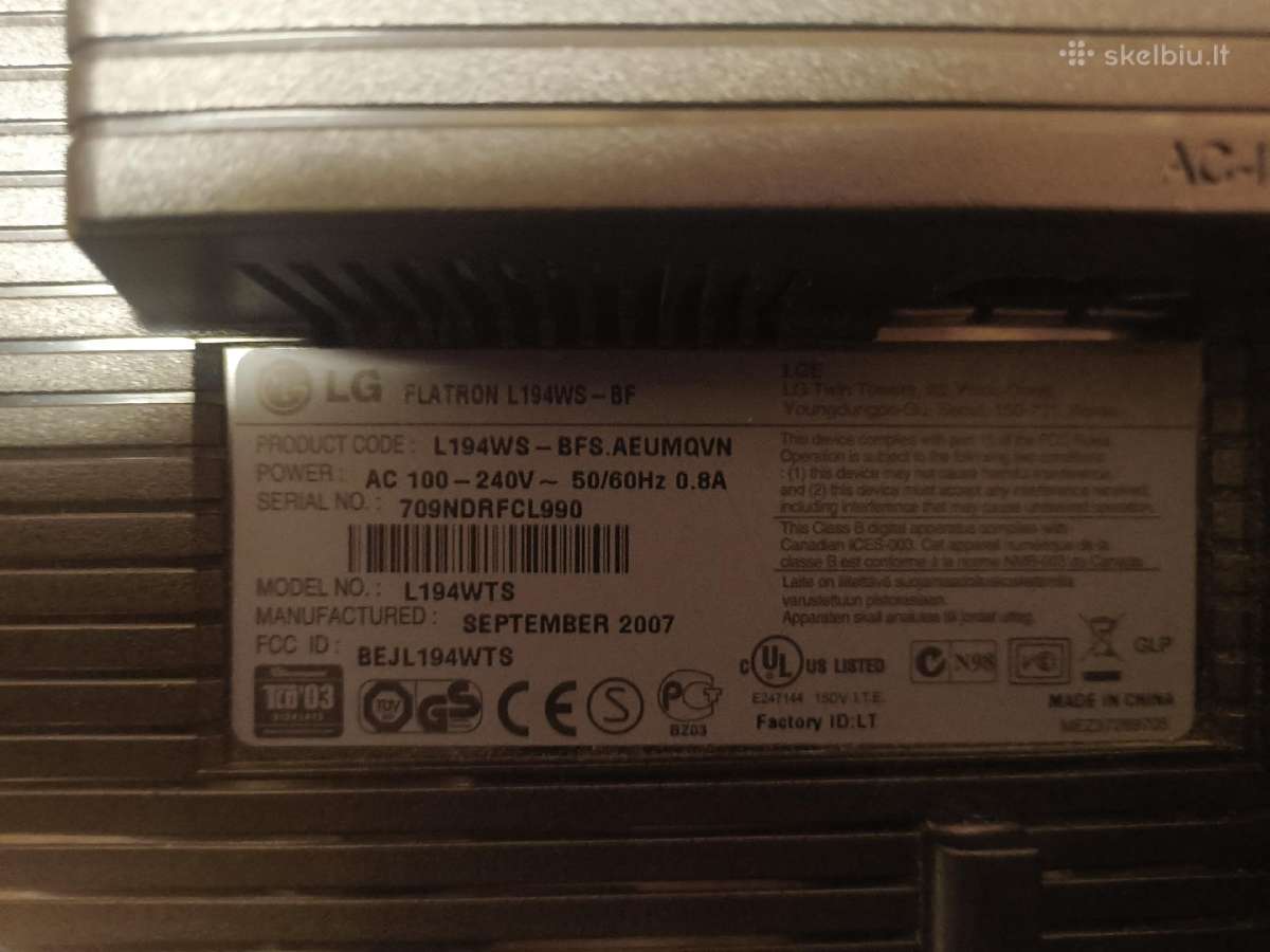 LG Flatron L194ws monitorius - nuotraukos Nr. 5