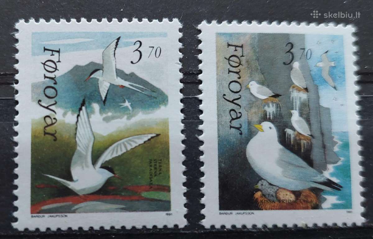 Farerų salos 1991 paukščiai, švarus, Michel 221-22