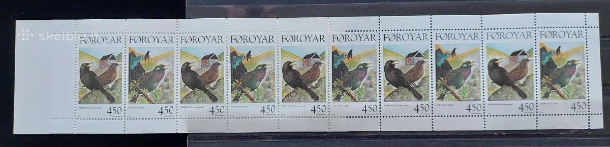 Farerų salos 1998 paukščiai, švarus,bukletas Miche