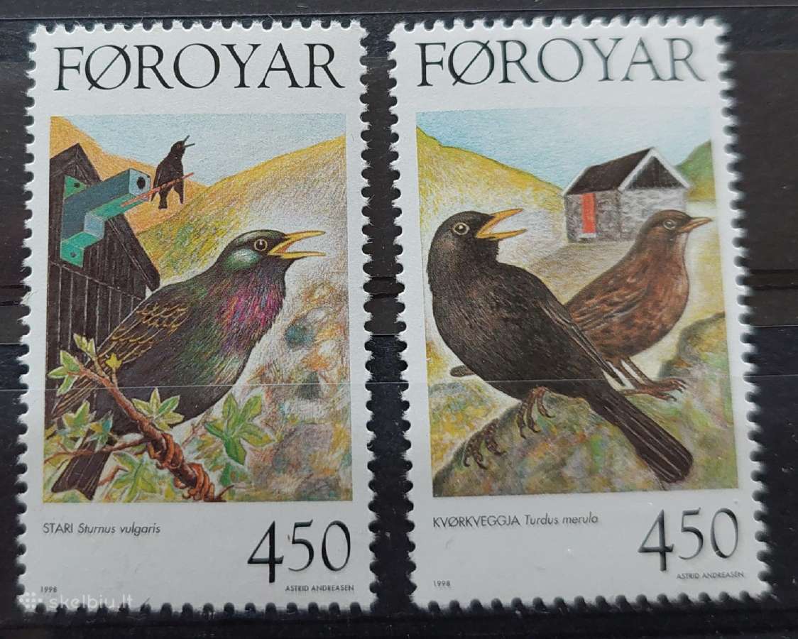 Farerų salos 1998 paukščiai, švarus, Michel 332-33