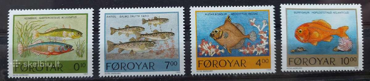 Farerų salos 1994 žuvis, švarus, Michel 256-259