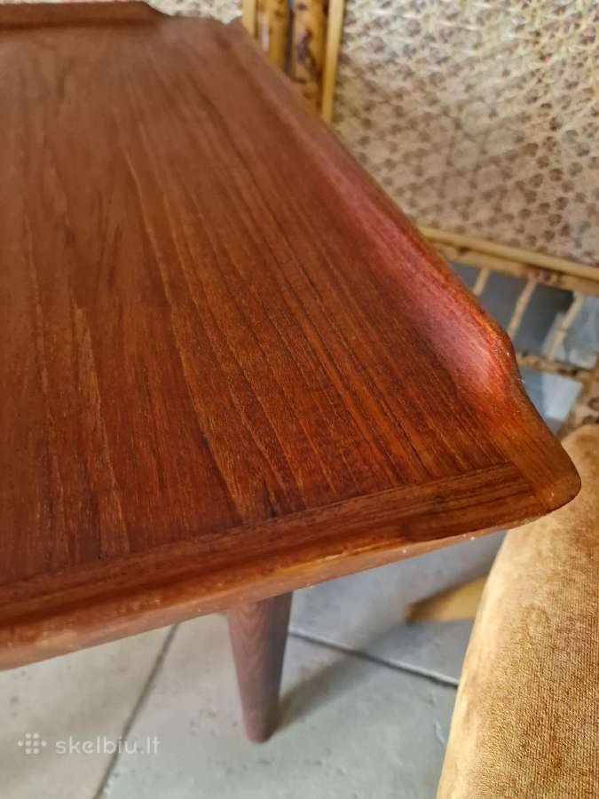 Vintažinis mid century tikmedžio kavos staliukas - nuotraukos Nr. 3