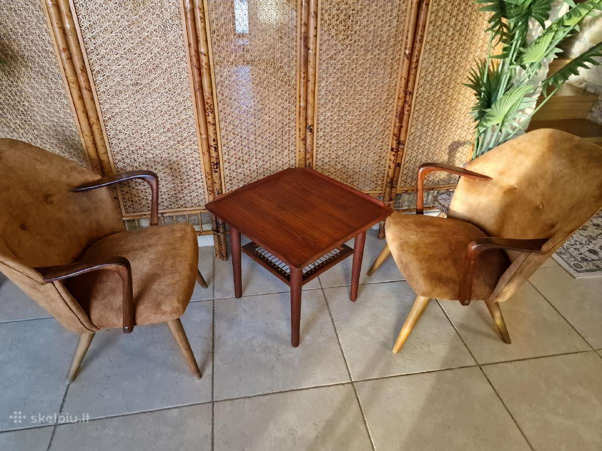 Vintažinis mid century tikmedžio kavos staliukas - nuotraukos Nr. 12