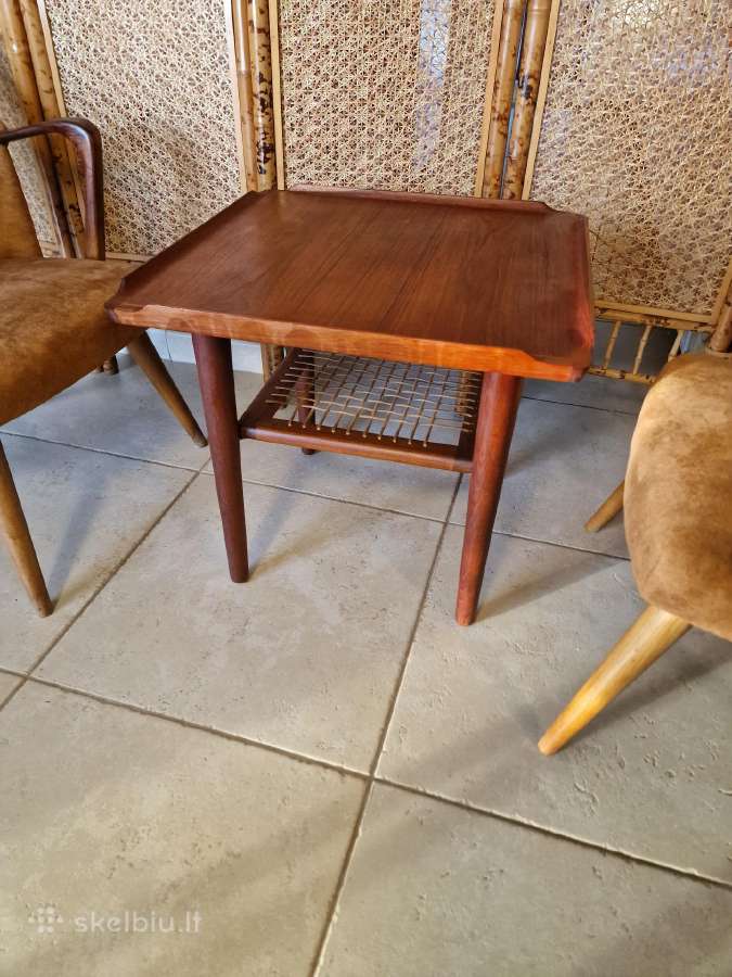 Vintažinis mid century tikmedžio kavos staliukas - nuotraukos Nr. 14