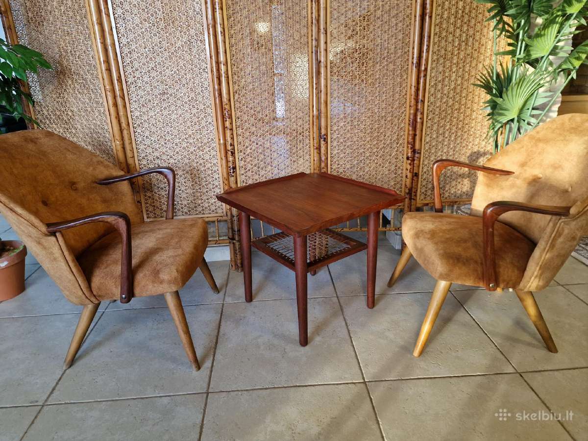 Vintažinis mid century tikmedžio kavos staliukas - nuotraukos Nr. 18