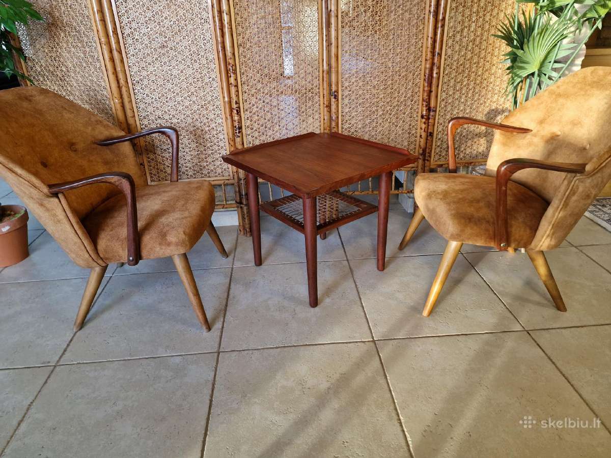 Vintažinis mid century tikmedžio kavos staliukas - nuotraukos Nr. 19