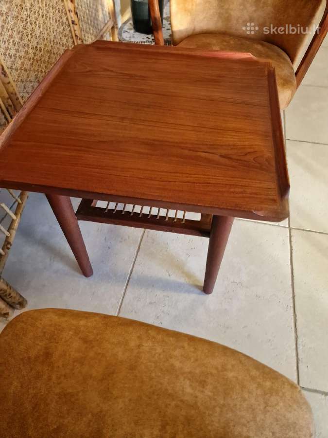 Vintažinis mid century tikmedžio kavos staliukas - nuotraukos Nr. 23