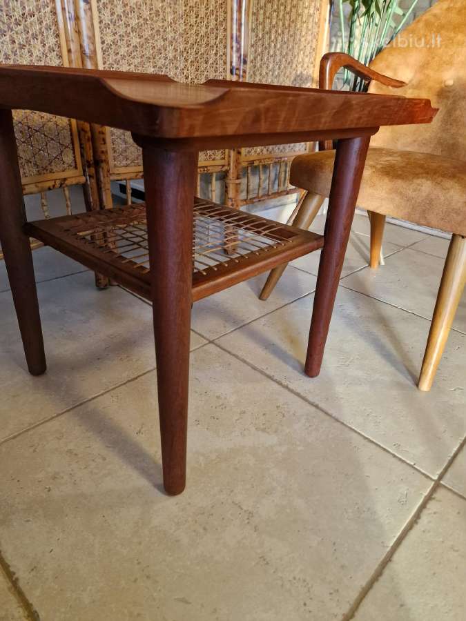 Vintažinis mid century tikmedžio kavos staliukas - nuotraukos Nr. 27
