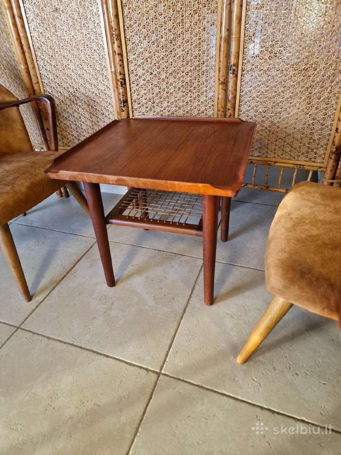 Vintažinis mid century tikmedžio kavos staliukas - nuotraukos Nr. 31
