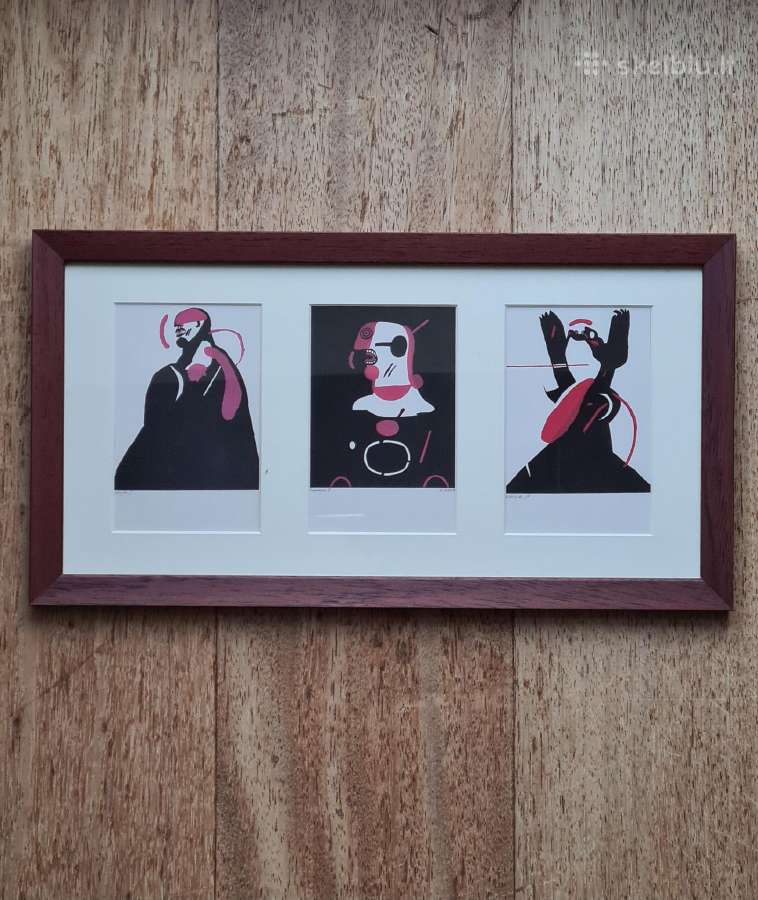Du paveikslai su M. Vilučio grafikos atvirukais - nuotraukos Nr. 2