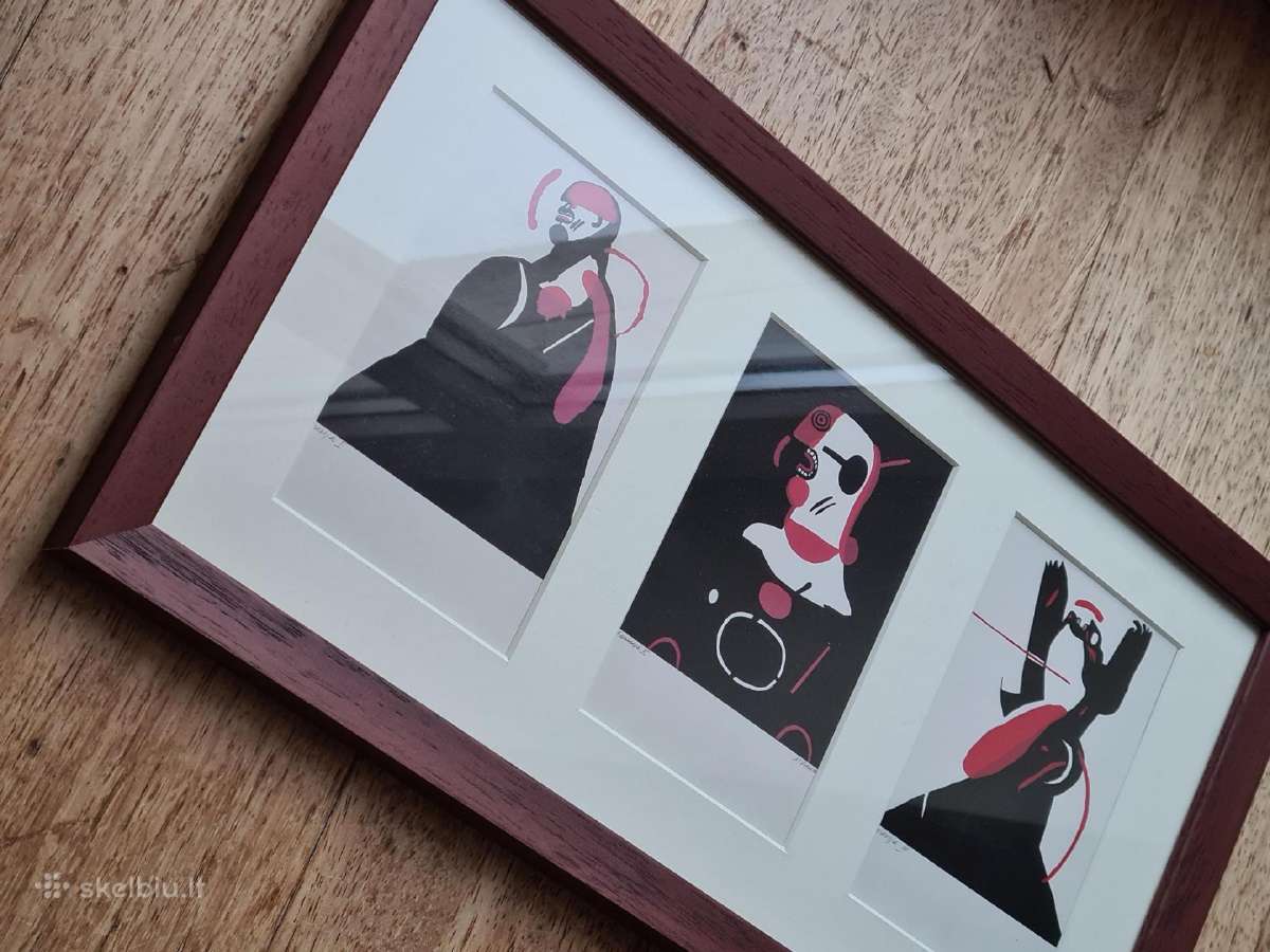 Du paveikslai su M. Vilučio grafikos atvirukais - nuotraukos Nr. 3