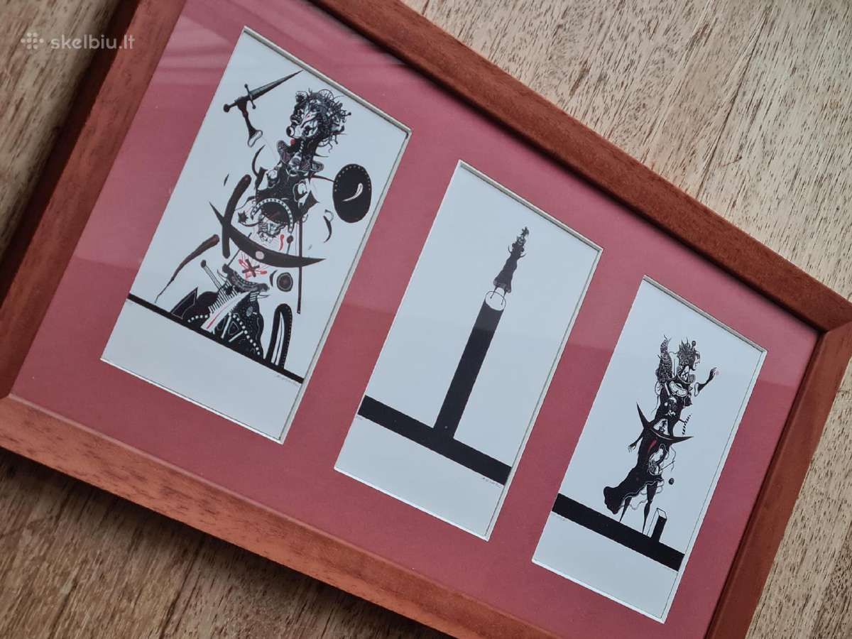 Du paveikslai su M. Vilučio grafikos atvirukais - nuotraukos Nr. 5
