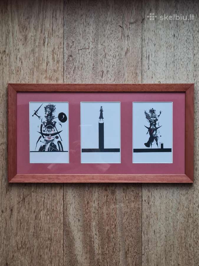 Du paveikslai su M. Vilučio grafikos atvirukais - nuotraukos Nr. 4