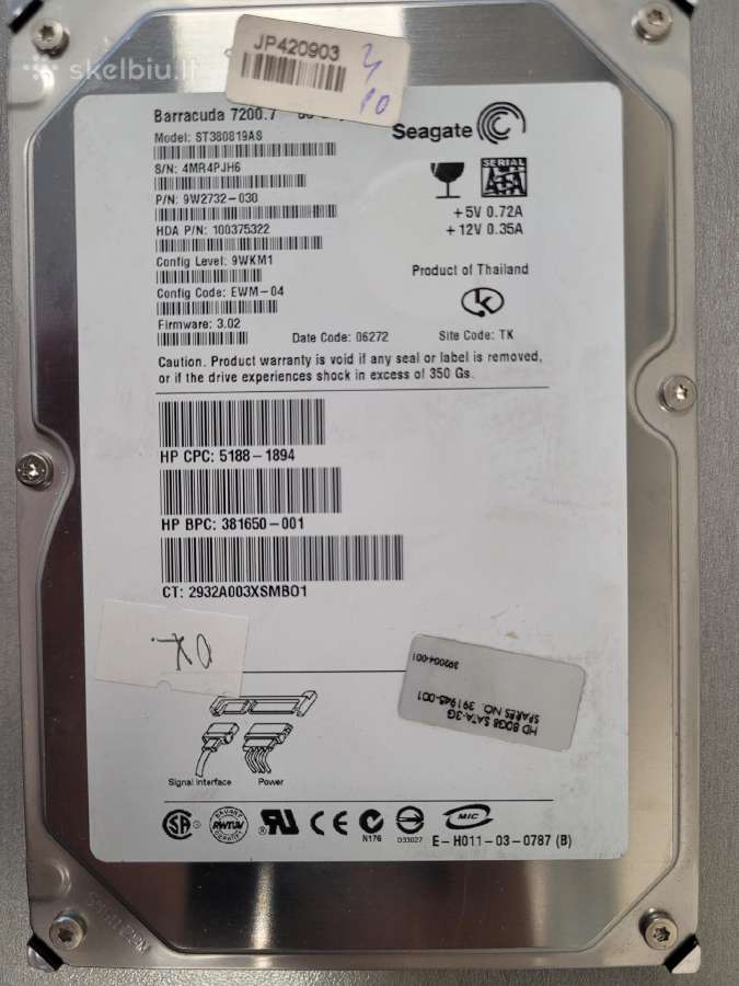 Kietas diskas 80gb 3,5"