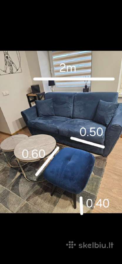 Itališka dvivietė sofa ir pufas