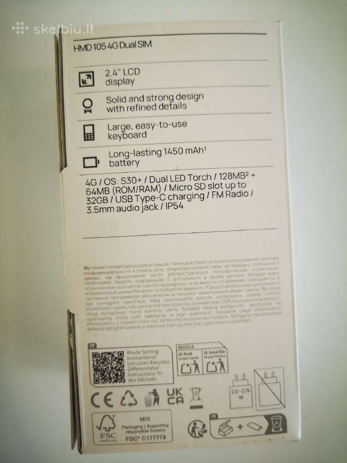 Hmd (Nokia) 105 4G telefonas,su 2 m.garantija - nuotraukos Nr. 5