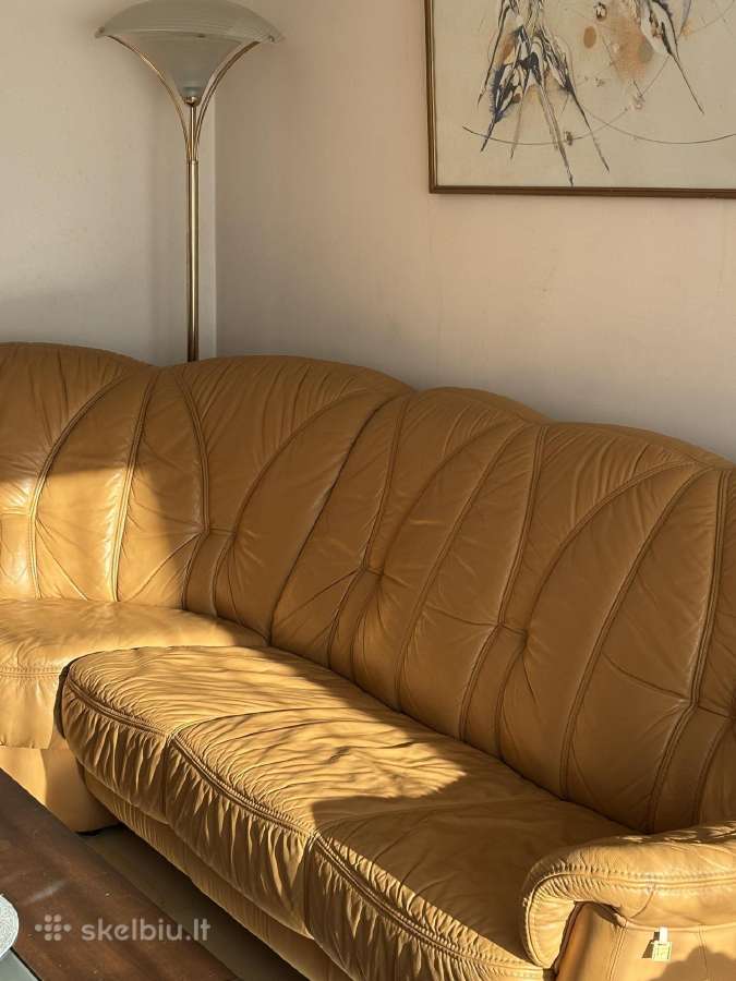 Vokiška natūralios odos sofa(275x230cm) + pufas - nuotraukos Nr. 6
