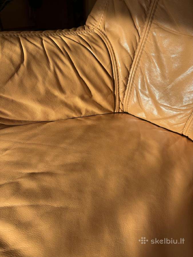 Vokiška natūralios odos sofa(275x230cm) + pufas - nuotraukos Nr. 8