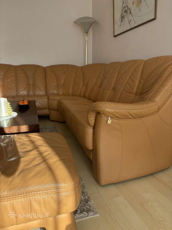 Vokiška natūralios odos sofa(275x230cm) + pufas - nuotraukos Nr. 7