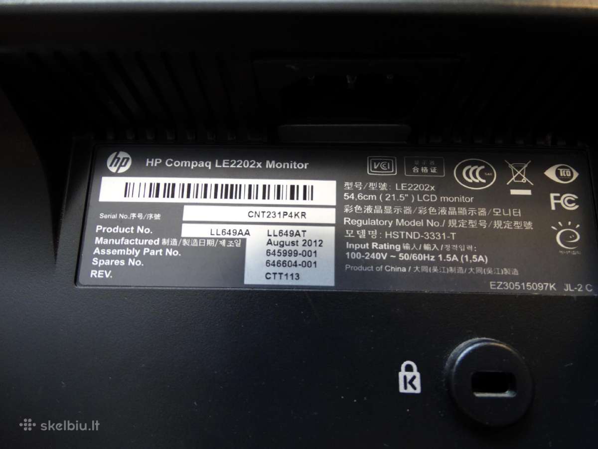 Monitorius Hp Compaq - nuotraukos Nr. 3