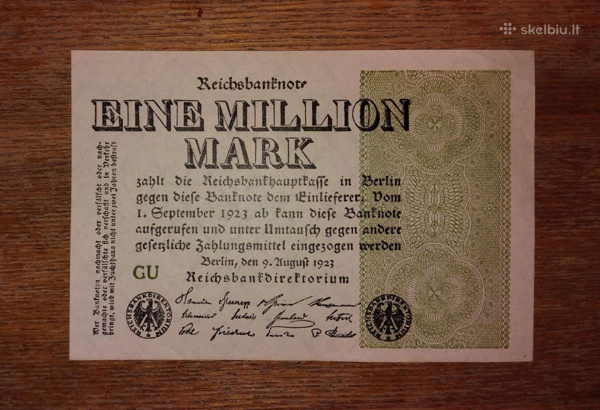 Vokietijos 1 mln markių banknotas