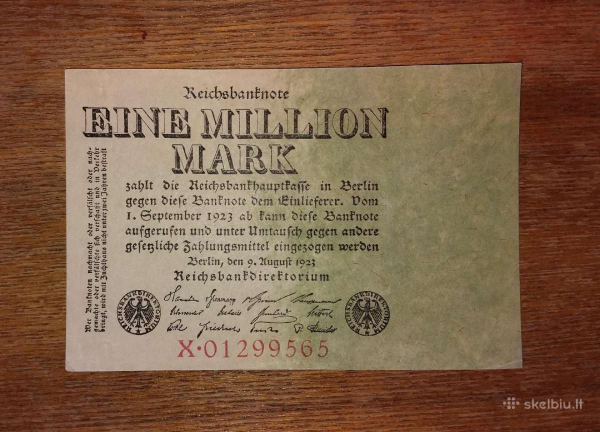 Vokietijos 1 mln markių banknotas