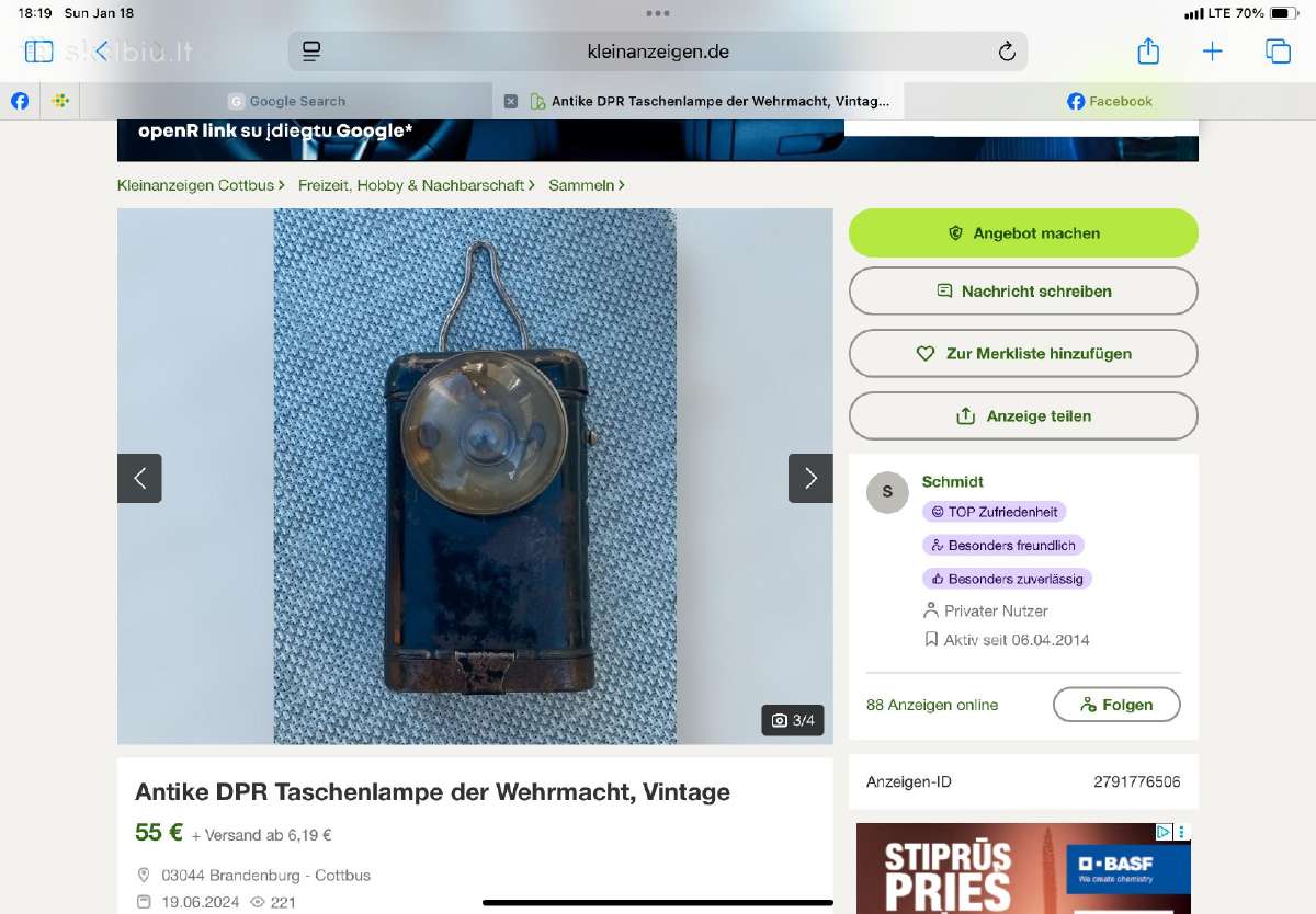 Antikvarinis karinis Dpr Wehrmacht prožektorius - nuotraukos Nr. 5
