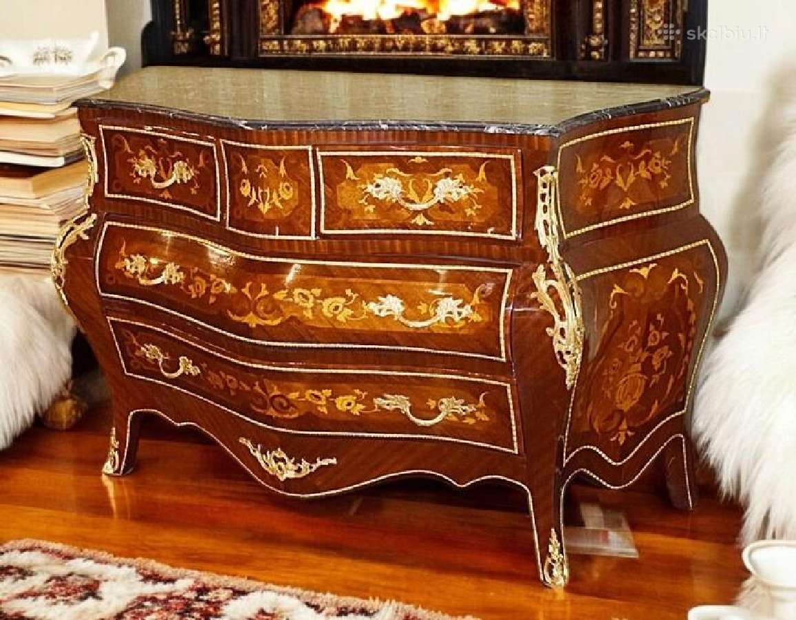 Naujos klasikinės inkrustuotos komodos su žalvariu - nuotraukos Nr. 25