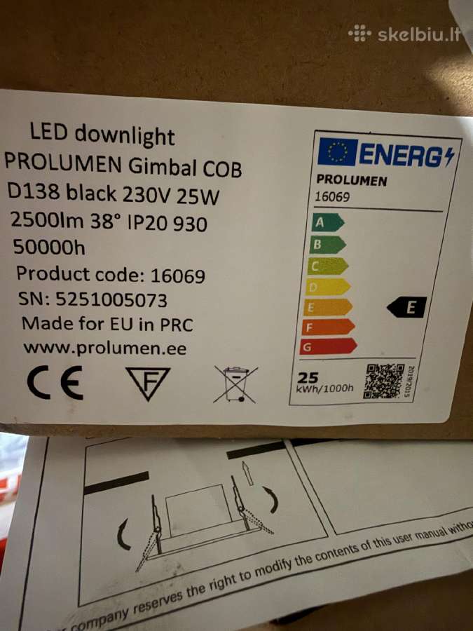 LED įmontuojami šviestuvai skyles skersmuo 12 cm - nuotraukos Nr. 3