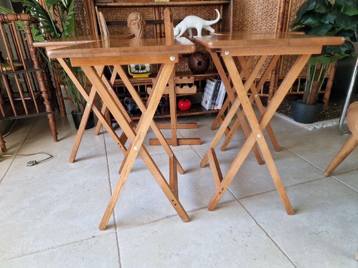 Vintažinis mid century ąžuolinių staliukų kompl. - nuotraukos Nr. 3