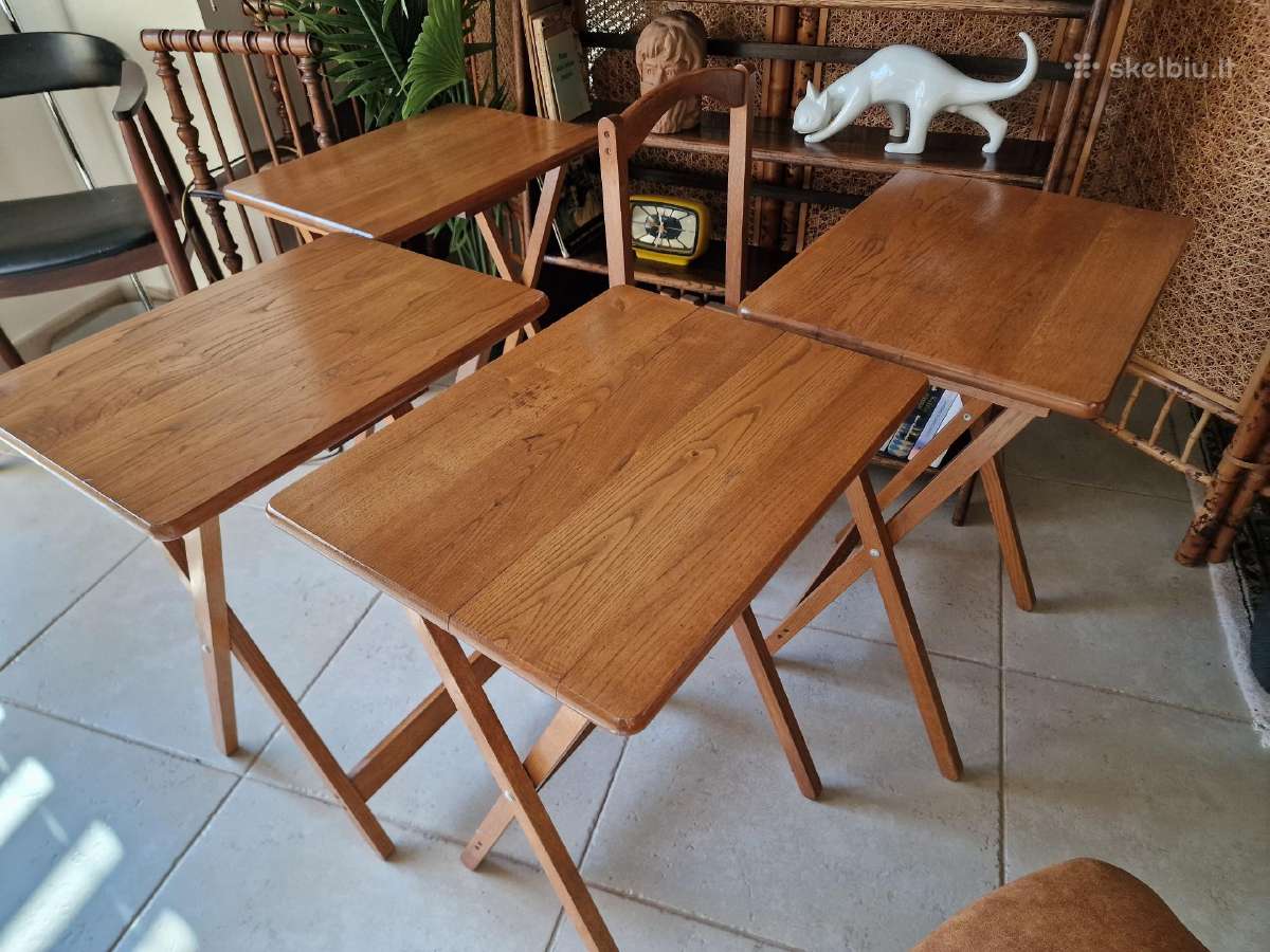 Vintažinis mid century ąžuolinių staliukų kompl. - nuotraukos Nr. 4