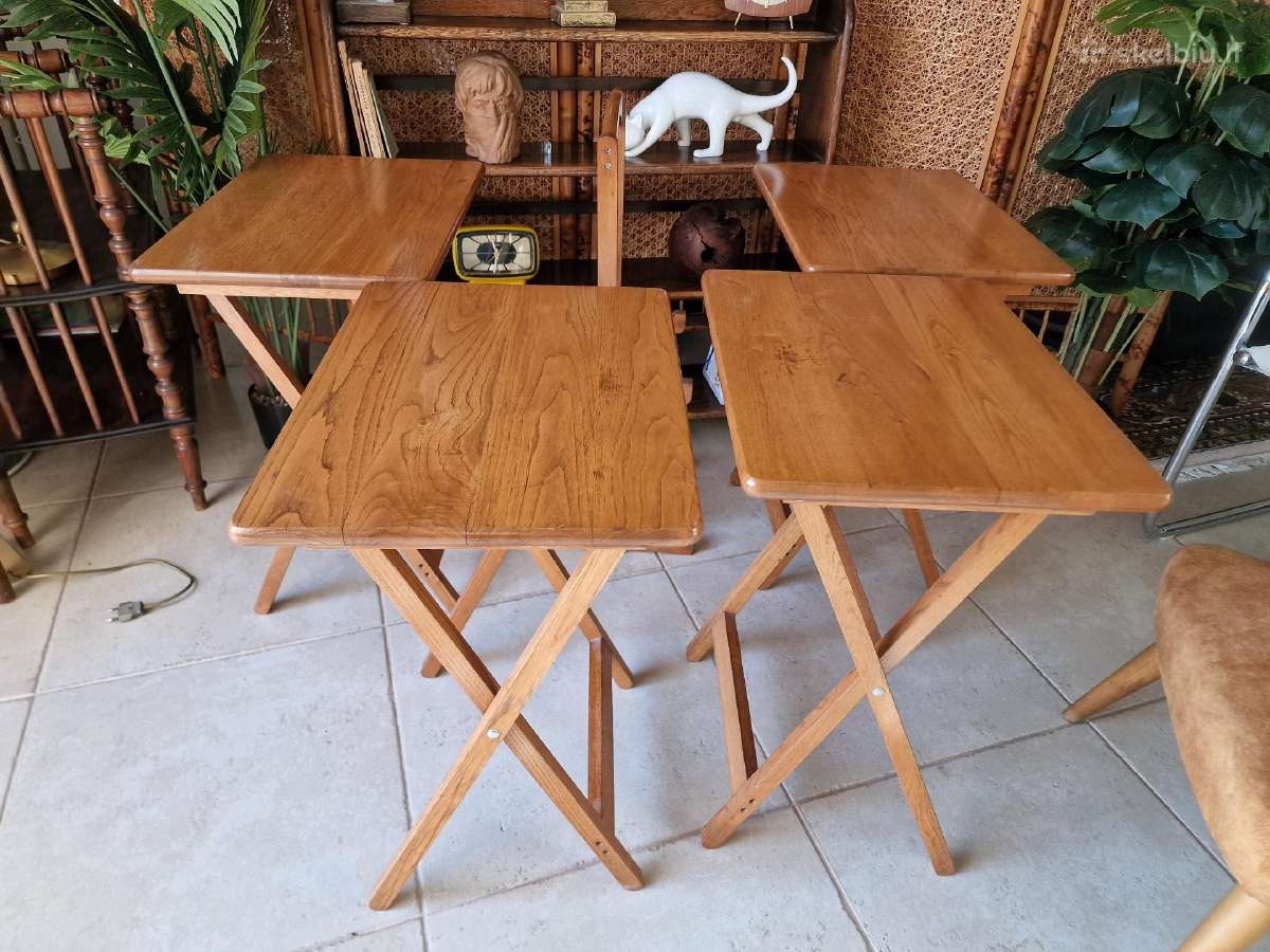 Vintažinis mid century ąžuolinių staliukų kompl. - nuotraukos Nr. 7