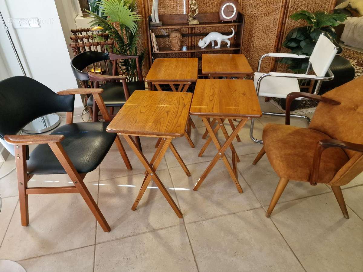 Vintažinis mid century ąžuolinių staliukų kompl. - nuotraukos Nr. 15
