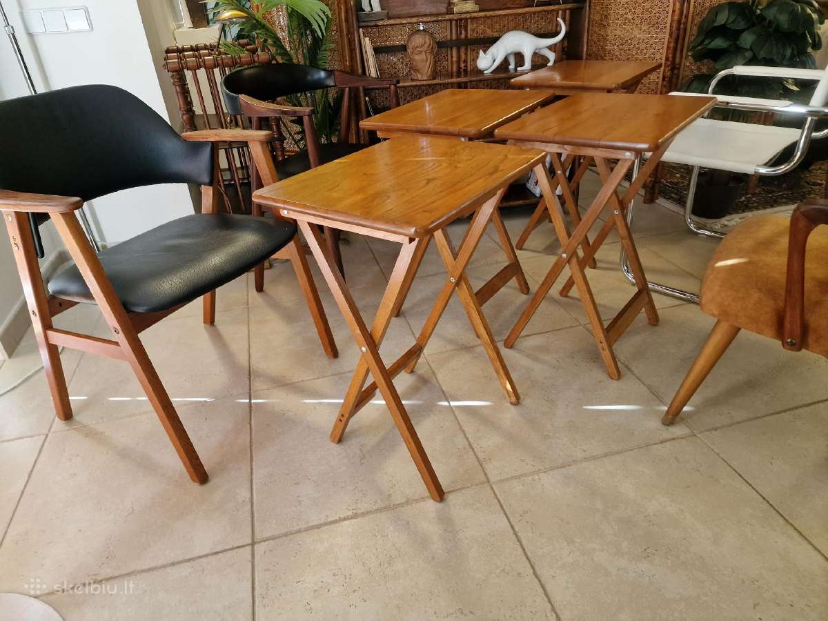 Vintažinis mid century ąžuolinių staliukų kompl. - nuotraukos Nr. 20