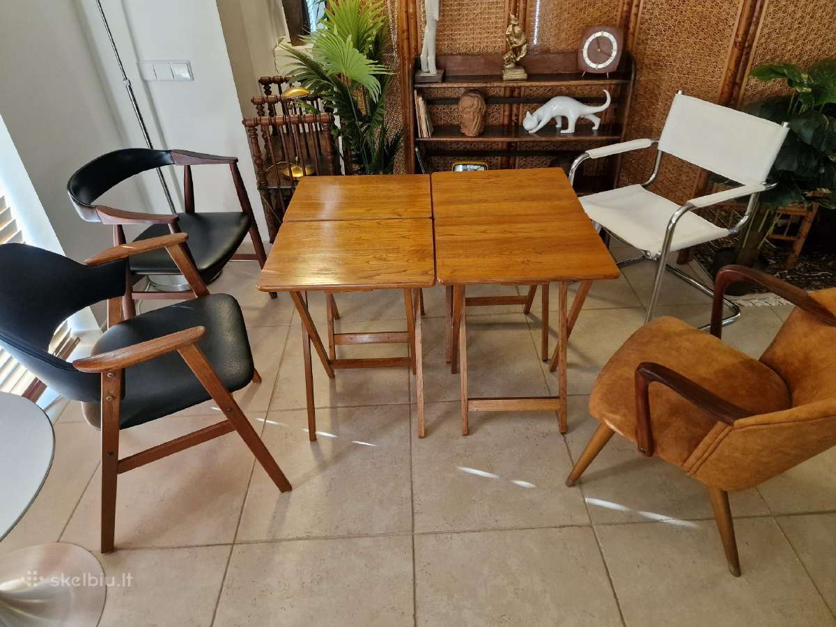Vintažinis mid century ąžuolinių staliukų kompl. - nuotraukos Nr. 25