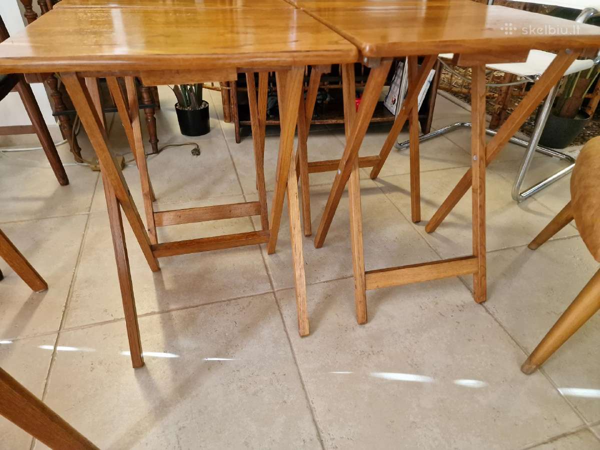Vintažinis mid century ąžuolinių staliukų kompl. - nuotraukos Nr. 30