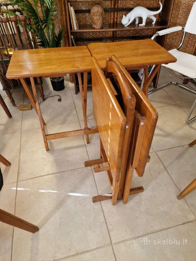 Vintažinis mid century ąžuolinių staliukų kompl. - nuotraukos Nr. 31