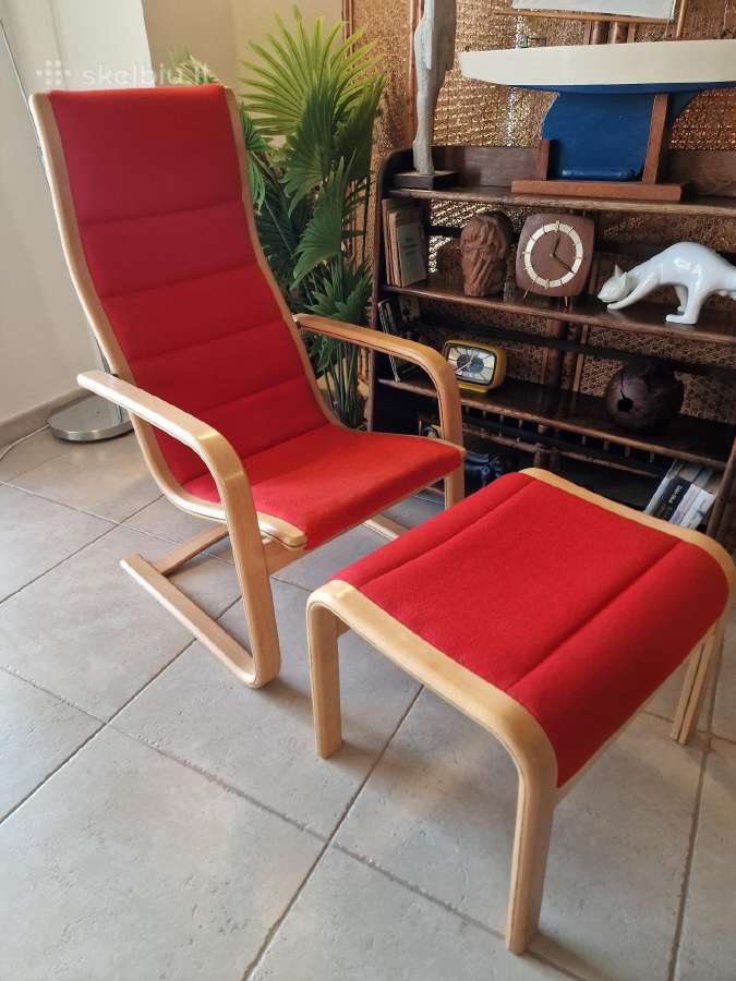 Vintažinis mid century fotelis su pakoju - nuotraukos Nr. 4