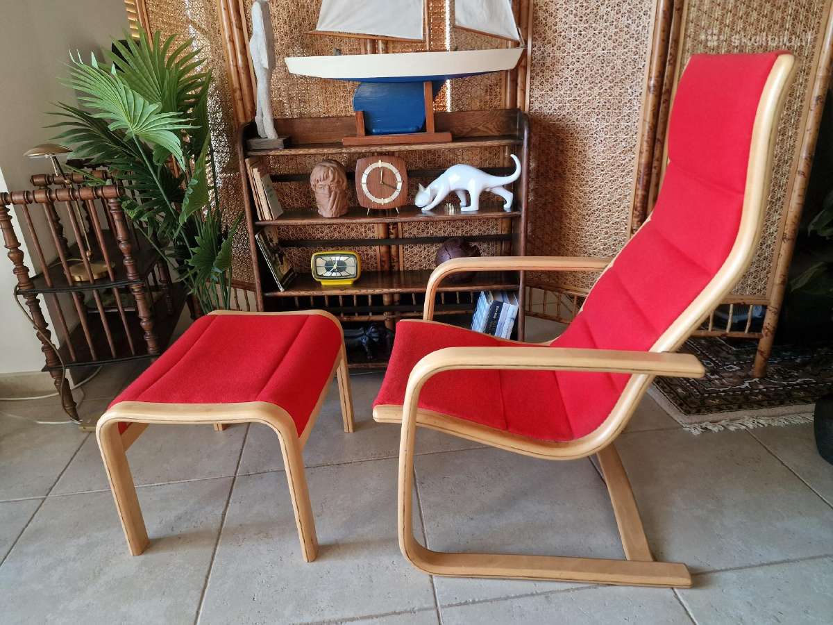 Vintažinis mid century fotelis su pakoju - nuotraukos Nr. 5