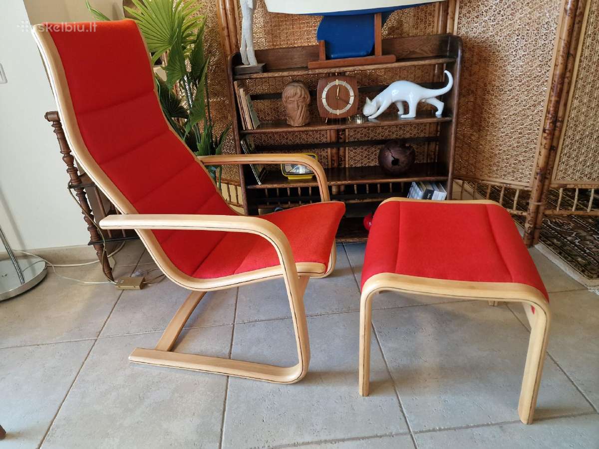 Vintažinis mid century fotelis su pakoju - nuotraukos Nr. 8