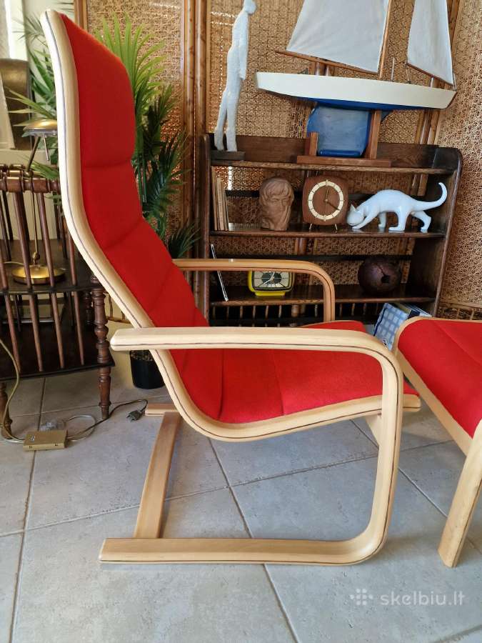 Vintažinis mid century fotelis su pakoju - nuotraukos Nr. 9